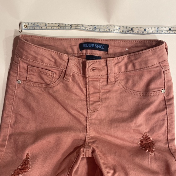 Blue Spice Distressed Jegging’s Skinny jeans rose pink Girls Size 10 - Picture 5 of 8